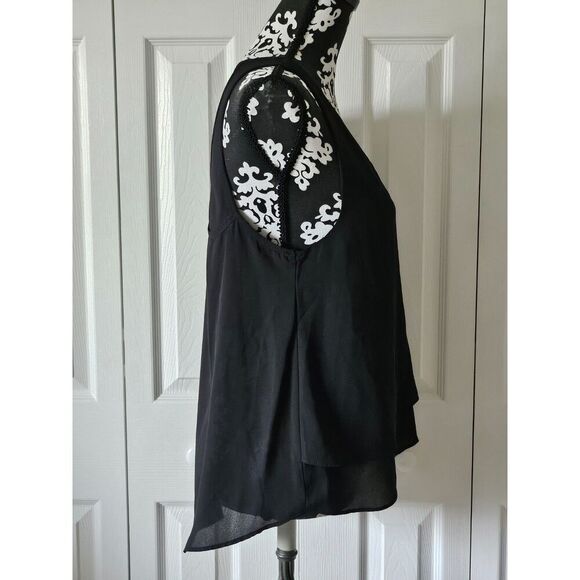 Women True Light Layered Sleeveless Racerback Asymmetric Hem Chiffon Top Med - Picture 4 of 4